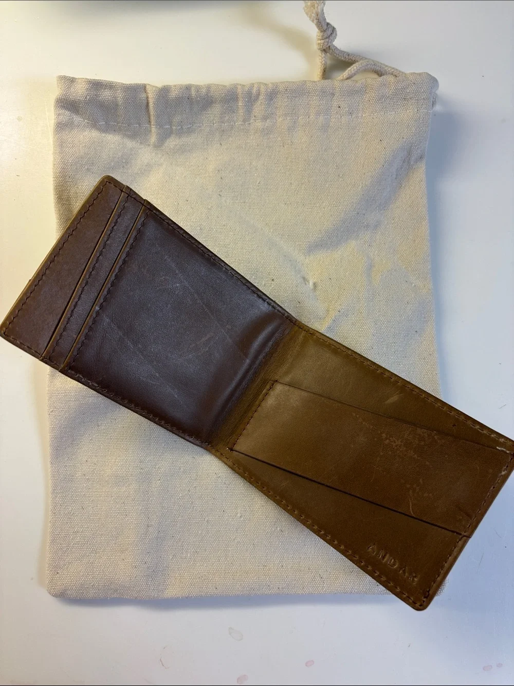 ANDAR Men's Tan Leather Card & Key Holder